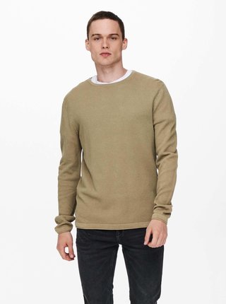 Béžový basic sveter ONLY & SONS Panter