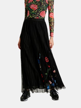 Čierna kvetovaná maxi sukňa Desigual Berro