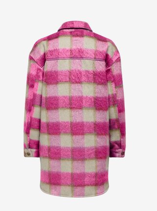 Ružová kockovaná košeľová bunda ONLY Epic