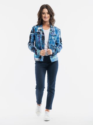 Modrá dámská vzorovaná džínová bunda Orientique Jacket