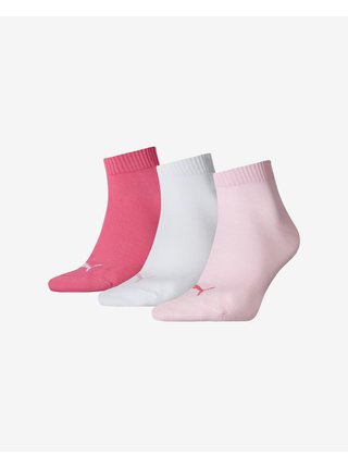 Sada troch párov dámskych členkových ponožiek v ružovej farbe Puma
