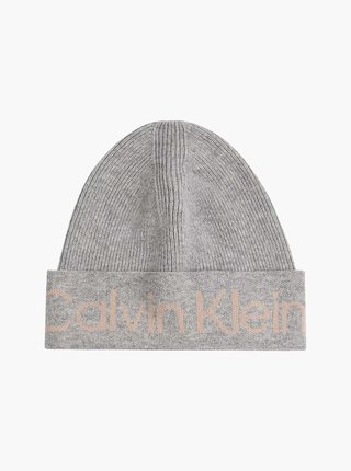 Šedá dámska čiapka s prímesou vlny Calvin Klein