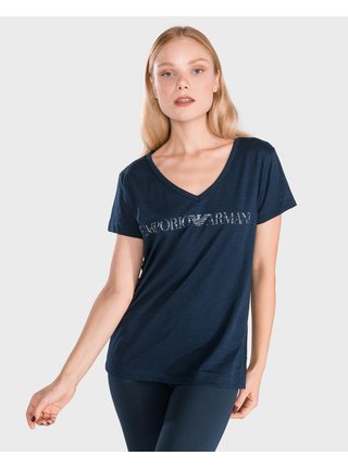 Tmavě modré dámské tričko na spaní Emporio Armani