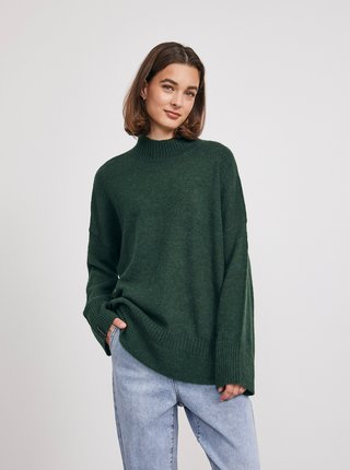 Tmavě zelený dámský volný svetr s příměsí vlny METROOPOLIS Belen