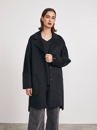 Čierny dámsky kabát s prímesou vlny METROOPOLIS Kandis
