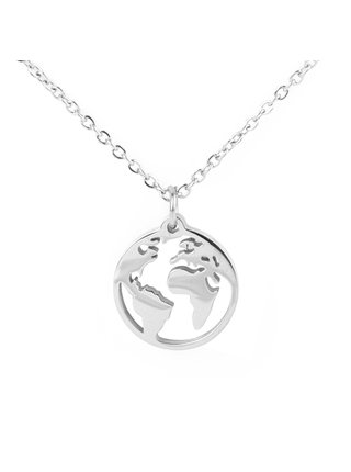 Dámský náhrdelník s motivem zeměkoule ve stříbrné barvě VUCH Globy Gladys