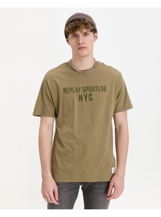 Khaki pánské tričko Replay Sportlab