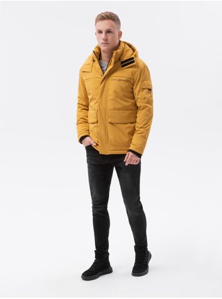 Hořčicová pánská zimní bunda Ombre Clothing C504
