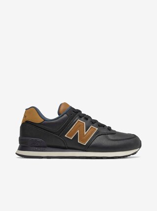 Hnědo-černé pánské kožené boty New Balance 574