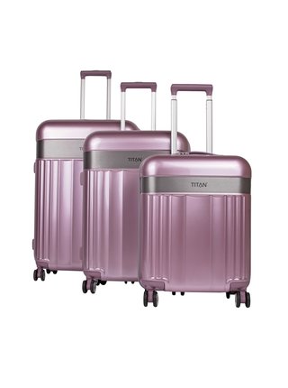 Sada cestovních kufrů Titan Spotlight Flash 4w S,M,L  – sada 3 kufrů - růžová