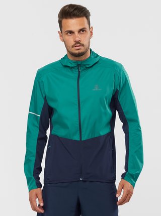 Modro-zelená pánska športová bunda Salomon Agile FZ Hoodie