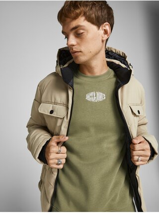 Khaki mikina s potiskem Jack & Jones World