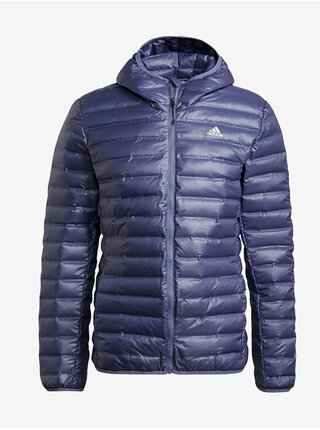 Tmavě modrá pánská prošívaná zimní bunda s kapucí adidas Performance Varilite Ho Jkt