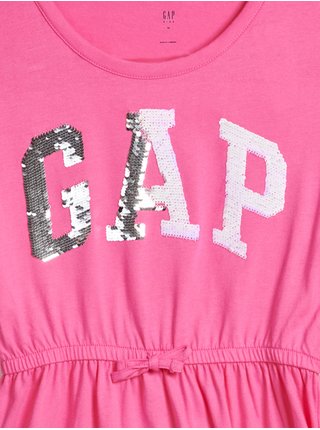 Růžové holčičí šaty s flitrovým logem GAP