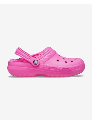 Růžové dámské pantofle s kožíškem Crocs Classic Lined Clog 