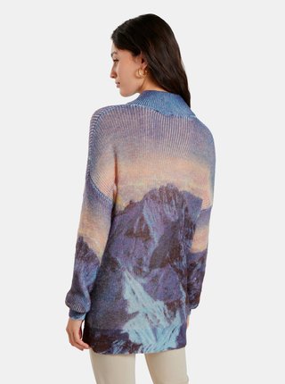 Modrý dámský vzorovaný svetr s příměsí vlny Desigual Mountain