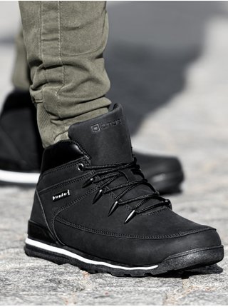 Černé pánské zimní boty pohorky Ombre Clothing T313
