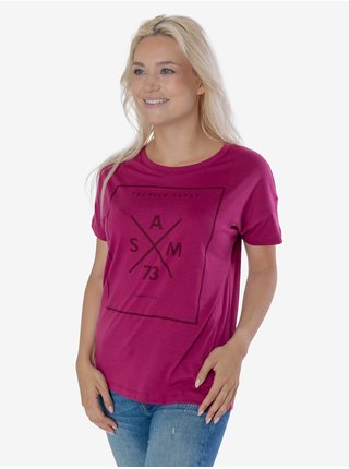 Tmavě růžové dámské tričko s potiskem SAM 73 