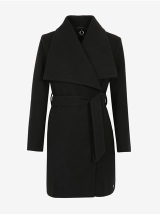 Čierny dámsky ľahký kabát so širokým limcom TOP SECRET