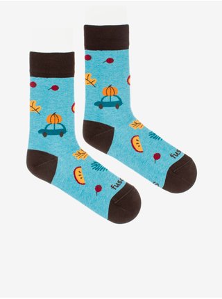 Hnědo-modré dámské ponožky s motivem Fusakle Výlet