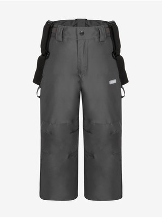 Tmavě šedé klučičí softshellové kalhoty s kšandami LOAP