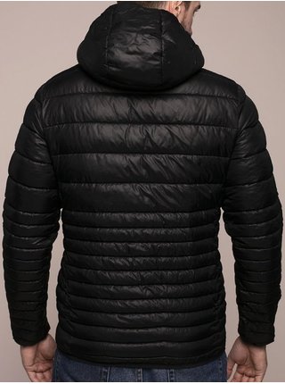 Černá pánská prošívaná zimní bunda s kapucí LOAP