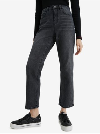 Černé dámské zkrácené straight fit džíny Desigual Scarf