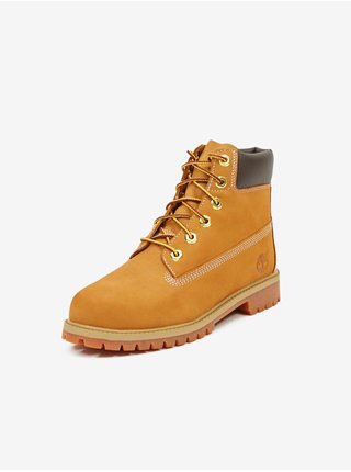 Žlté dievčenské členkové kožené topánky Timberland 6 In Premium WP Boot