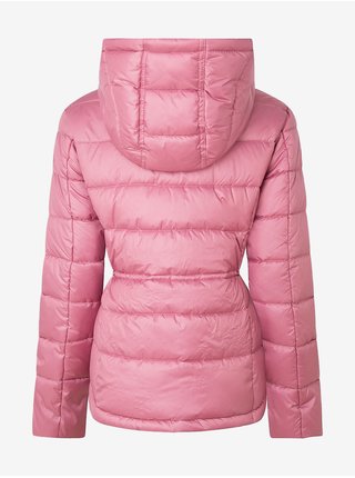 Růžová dámská prošívaná bunda s kapucí Pepe Jeans Camille