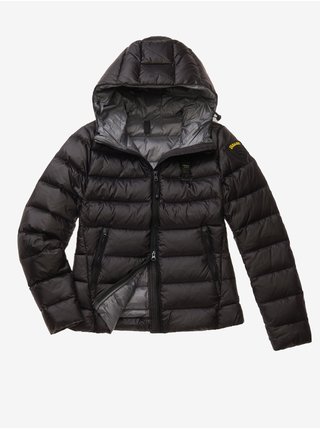 Šedo-černá dámská prošívaná zimní bunda s kapucí Blauer