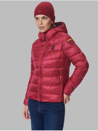 Červeno-růžová dámská prošívaná zimní bunda s kapucí Blauer