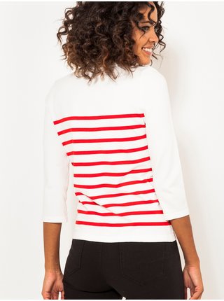 Červeno-biely pruhovaný ľahký sveter CAMAIEU