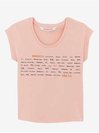 Světle růžové holčičí tričko s potiskem CAMAIEU