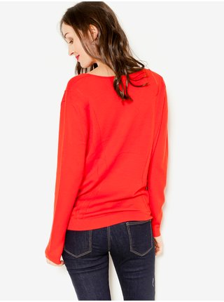 Červený ľahký sveter z Merino vlny CAMAIEU