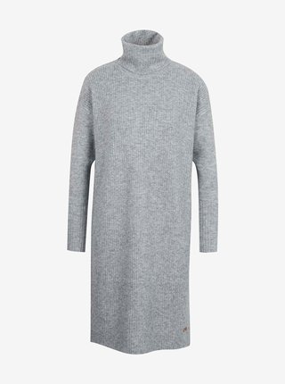 Světle šedé dámské žebrované svetrové šaty s rolákem ZOOT.lab Vivi