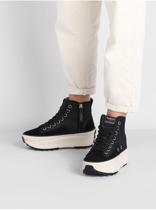 Černé kotníkové boty na platformě Pepe Jeans Woking