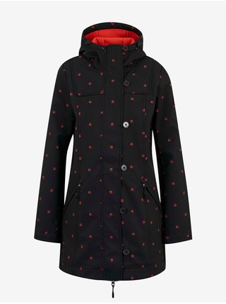 Čierny dámsky vzorovaný kabát Blutsgeschwister Ladybug Friends