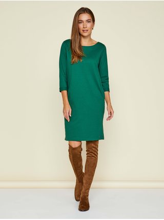Zelené dámské basic šaty s tříčtvrtečním rukávem a kapsami ZOOT.lab Hana 2