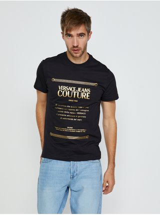 Čierne pánske tričko s potlačou Versace Jeans Couture S Garanzia Foil