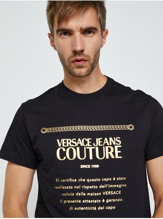 Čierne pánske tričko s potlačou Versace Jeans Couture S Garanzia Foil