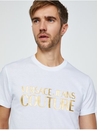 Bílé pánské tričko s potiskem Versace Jeans Couture S Logo Foil