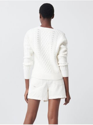 Bílý dámský svetr s ozdobnými korálky Salsa Jeans