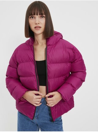 Tmavě fialová dámská prošívaná zimní bunda Trendyol