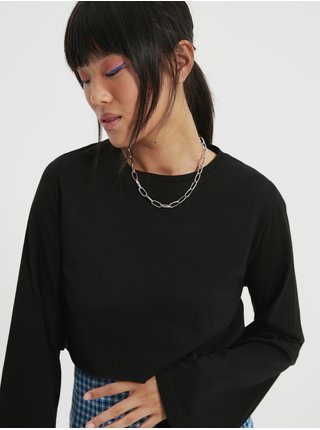 Černé dámské tričko se zvonovým rukávem Trendyol