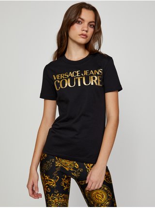 Zlato-černé dámské tričko Versace Jeans Couture S Logo Foil