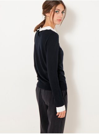 Černý lehký svetr s všitou košilovou částí CAMAIEU 