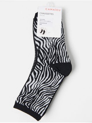 Sada piatich ponožiek v bielo-čiernej farbe CAMAIEU