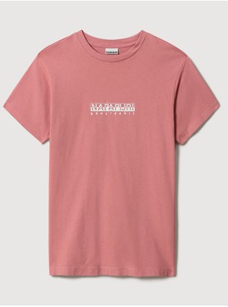Růžové dámské tričko s nápisem NAPAPIJRI S-box W SS 3