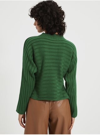 Tmavě zelený dámský krátký lehký svetr Trendyol 
