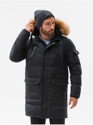 Černá pánská zimní prošívaná bunda Ombre Clothing C514